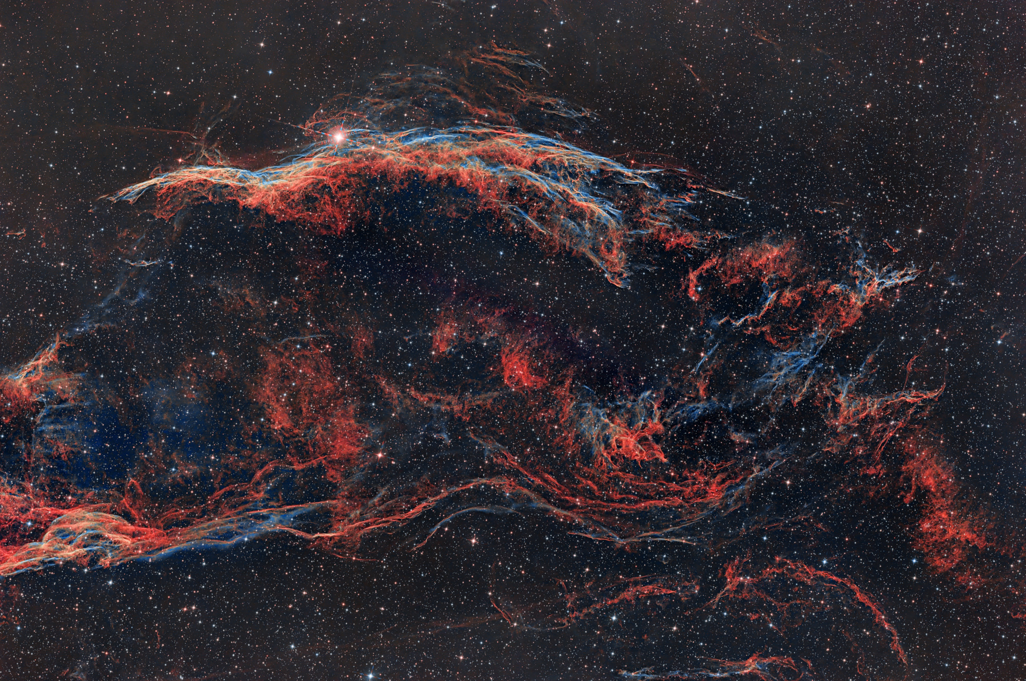 Western Veil Nebula, part of Cygnus Loop NGC 6960 Westlicher Schleiernebel, Teil des Cygnusbogens NGC 6960
